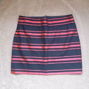 J. Crew Preppy Navy Blue and Fuchsia Pink Striped Mini Skirt Size 0